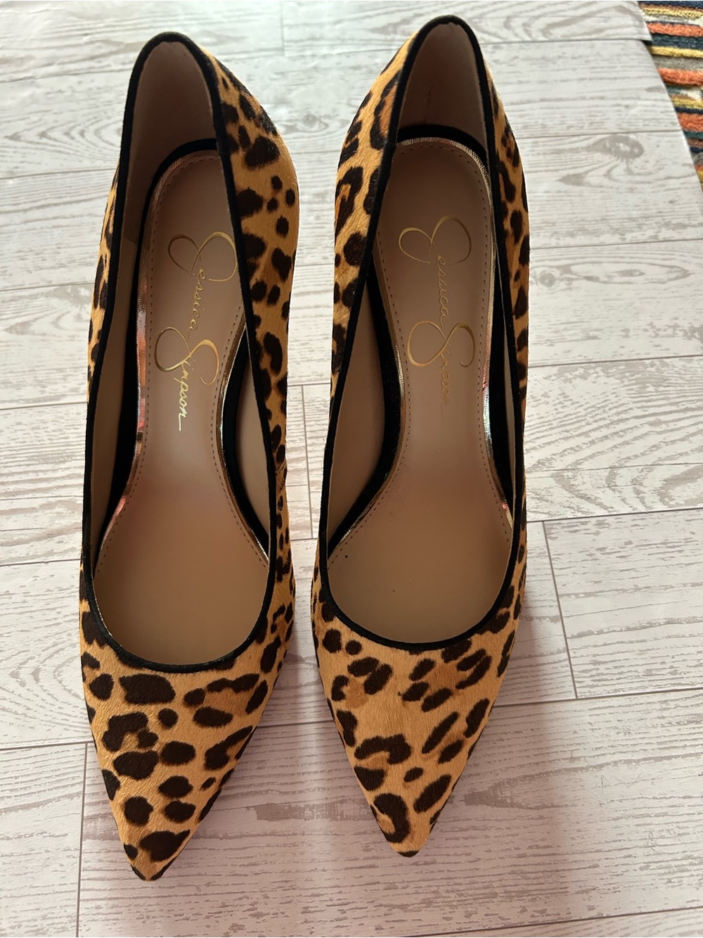 Jessica Simpson Leopard-Print Pointed Pumps - Black/Tan